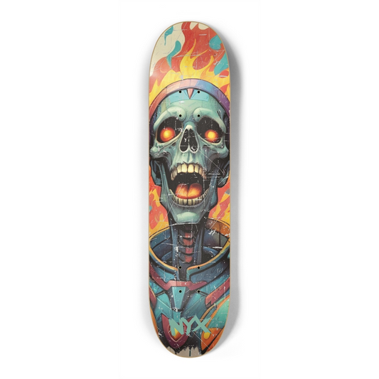 A skeleton in flames 7-1/4 Mini/Kid Skateboard