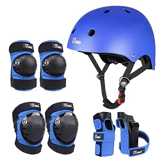 JBM Adult & Kid Skating Protective Gear Set for Beginner to Advanced, Skateboard Helmet Knee and Elbow Pads with Wrist Guards for Inline Roller Skating, Scooter, Skateboarding