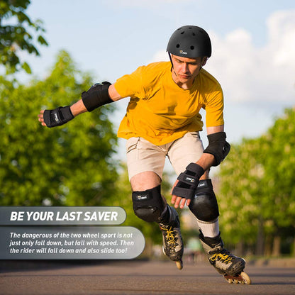 JBM Adult & Kid Skating Protective Gear Set for Beginner to Advanced, Skateboard Helmet Knee and Elbow Pads with Wrist Guards for Inline Roller Skating, Scooter, Skateboarding