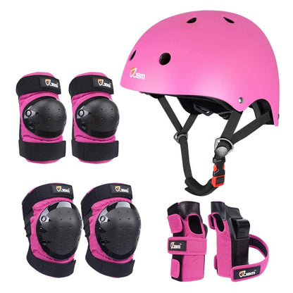 JBM Adult & Kid Skating Protective Gear Set for Beginner to Advanced, Skateboard Helmet Knee and Elbow Pads with Wrist Guards for Inline Roller Skating, Scooter, Skateboarding