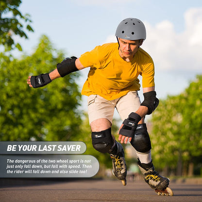 JBM Adult & Kid Skating Protective Gear Set for Beginner to Advanced, Skateboard Helmet Knee and Elbow Pads with Wrist Guards for Inline Roller Skating, Scooter, Skateboarding