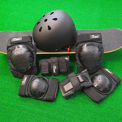 JBM Adult & Kid Skating Protective Gear Set for Beginner to Advanced, Skateboard Helmet Knee and Elbow Pads with Wrist Guards for Inline Roller Skating, Scooter, Skateboarding